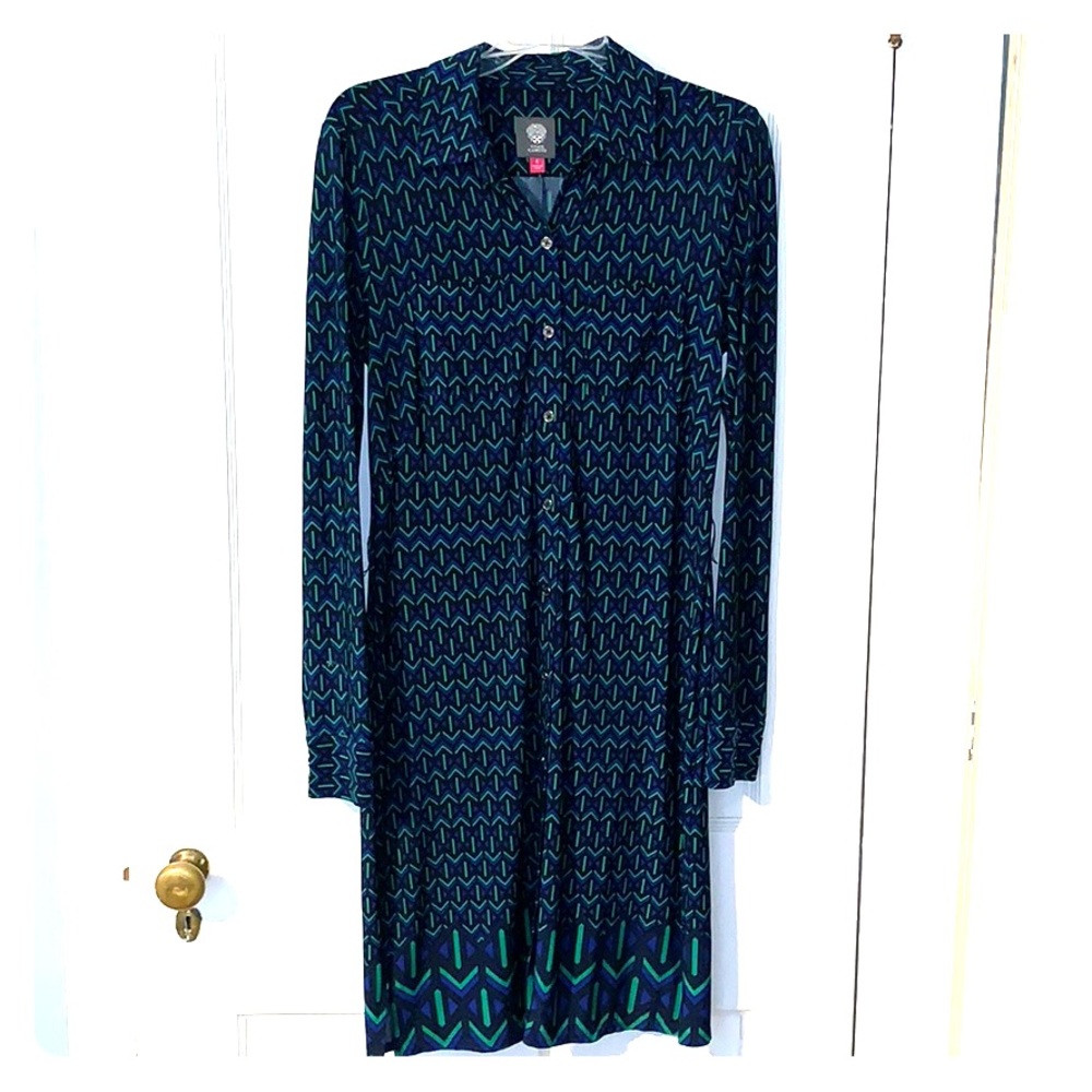 Blue black green Vince kamuto shirt dress